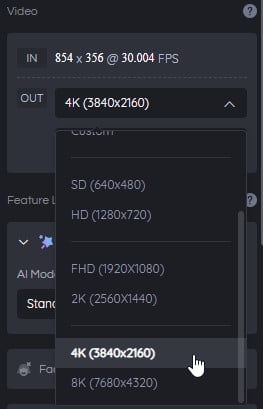 set 4k output resolution