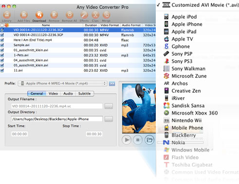 Main Window of Any Video Converter for Mac