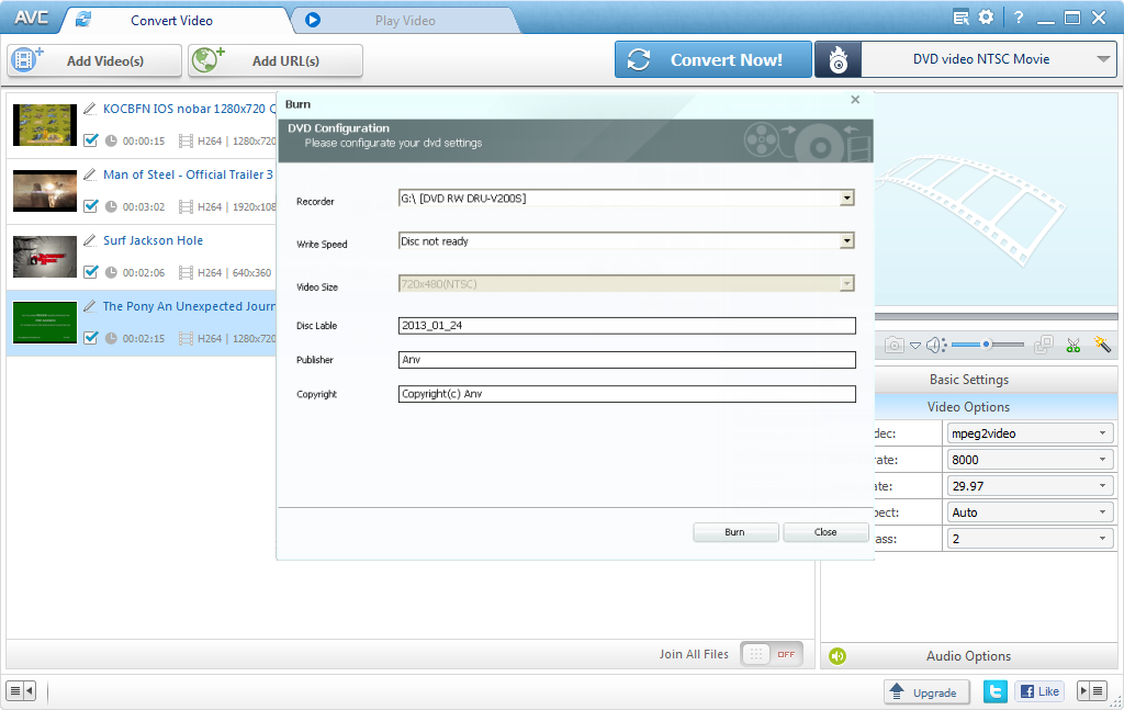 Free Video to DVD or AVCHD DVD Burner