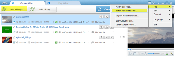 Add input video file