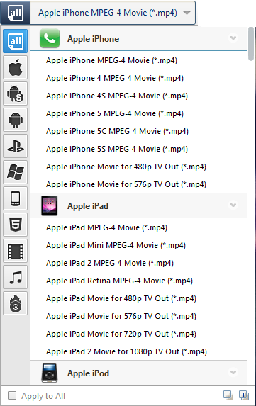 Choose output profile
