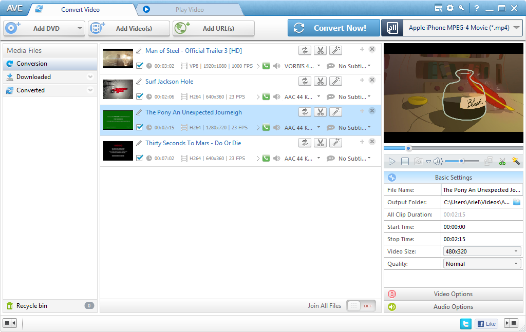 Any Video Converter Professional [TOP] Free Download For Windows 8 main_window