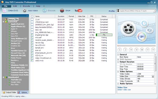 Convert DVD movie to any video formats.