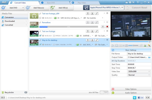 Main Windows of Any Video Converter Pro.