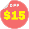 15 dollars off