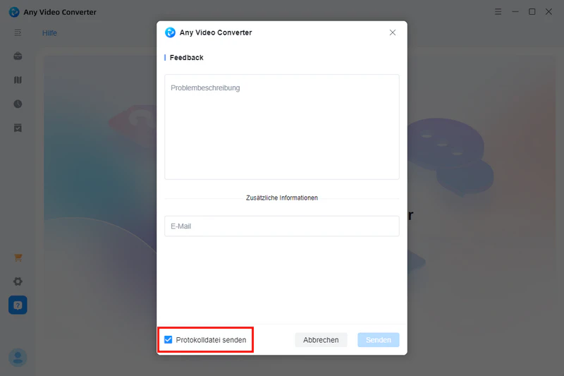 Protokolldatei senden
