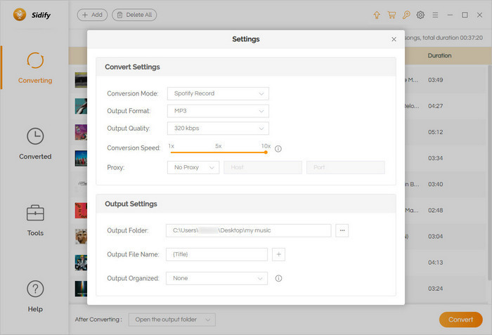 choose mp3 as the output format