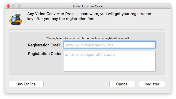 registration dialog