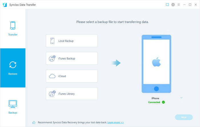 restore backup to iphone