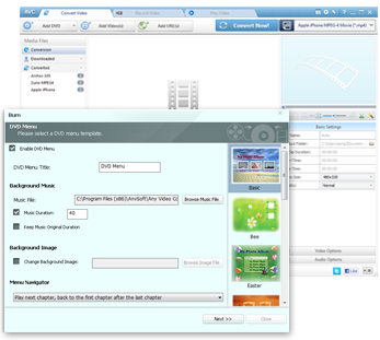 Burn video to DVD with DVD menu templates