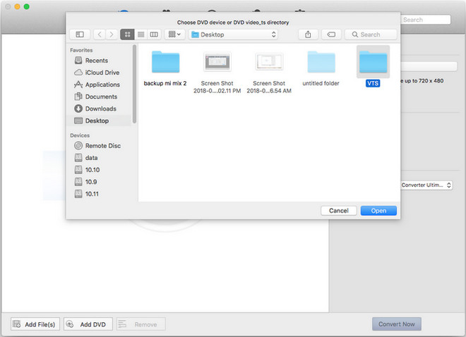 Add VOB files on Mac