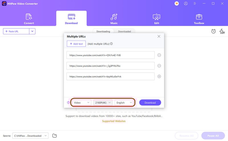 choose download resolution