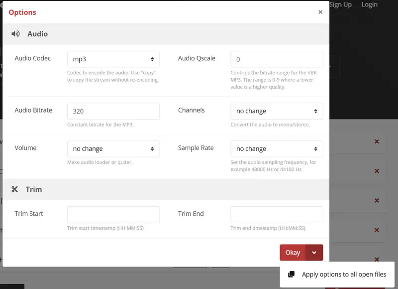 audio options for mp3