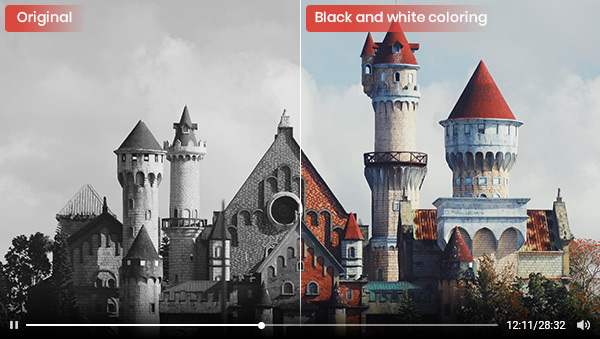 how to convert black and white video to color