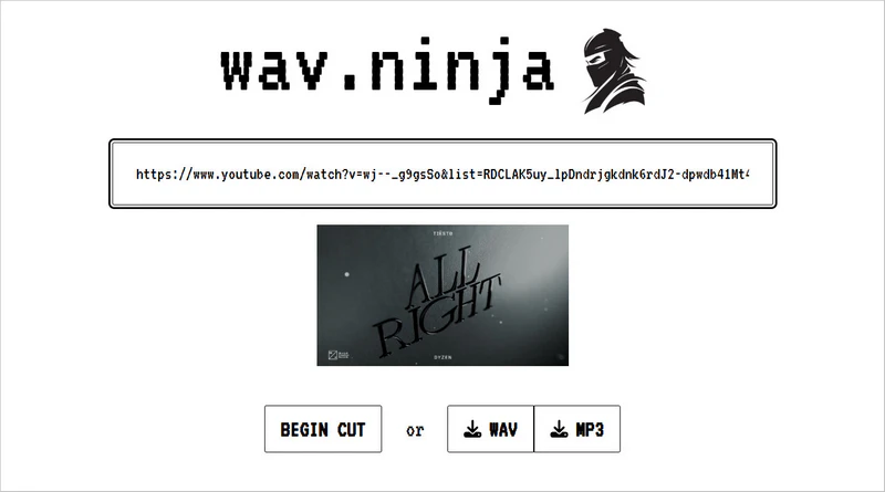convert youtube to wav with wav.ninja