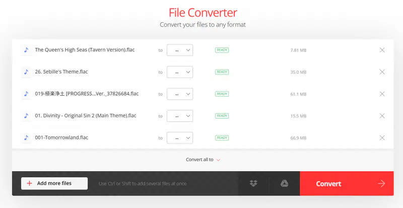 add flac to convertio