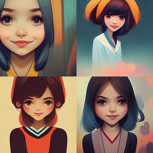 cute girl anime cartoons created by midjourney