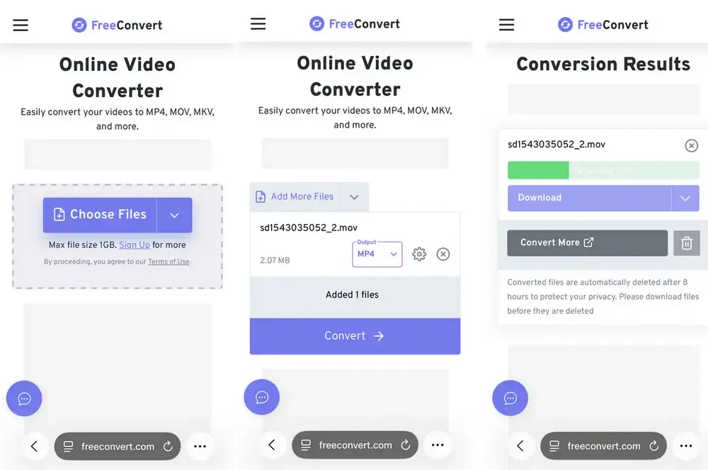 convert videos for android online free with freeconvert