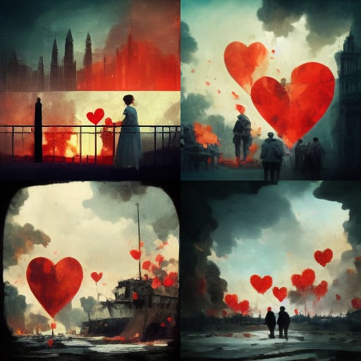 love in times of war images created by midjourney