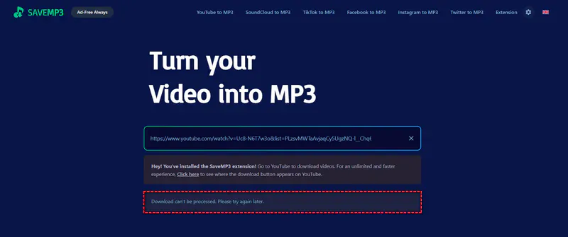 savemp3 download error