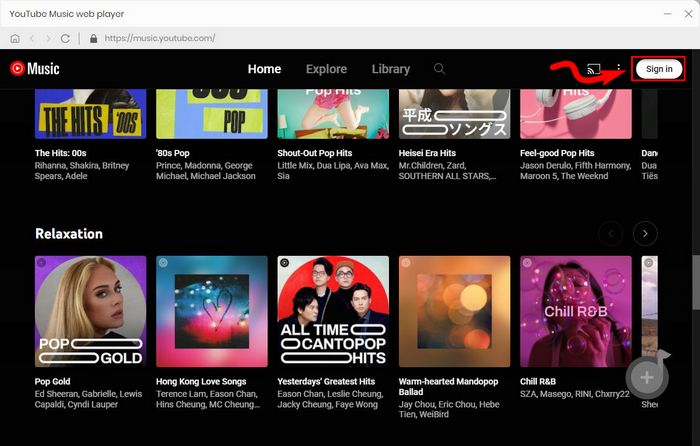 log in to youtube music