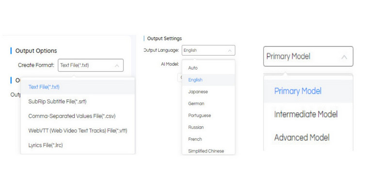 choose output settings