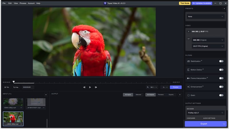 sharpen videos through Topaz Video Enhancer AI