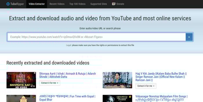tuberipper is online youtube audio ripper