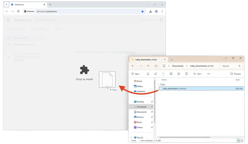 drag extracted .crx file to chrome extension