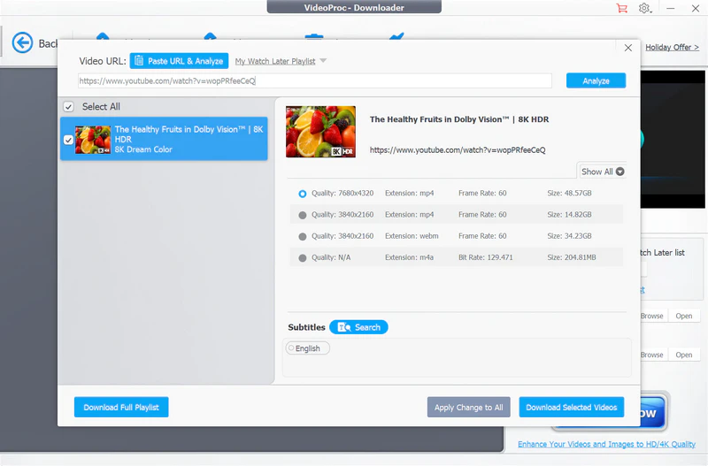 select mp4 as the output format in videoproc