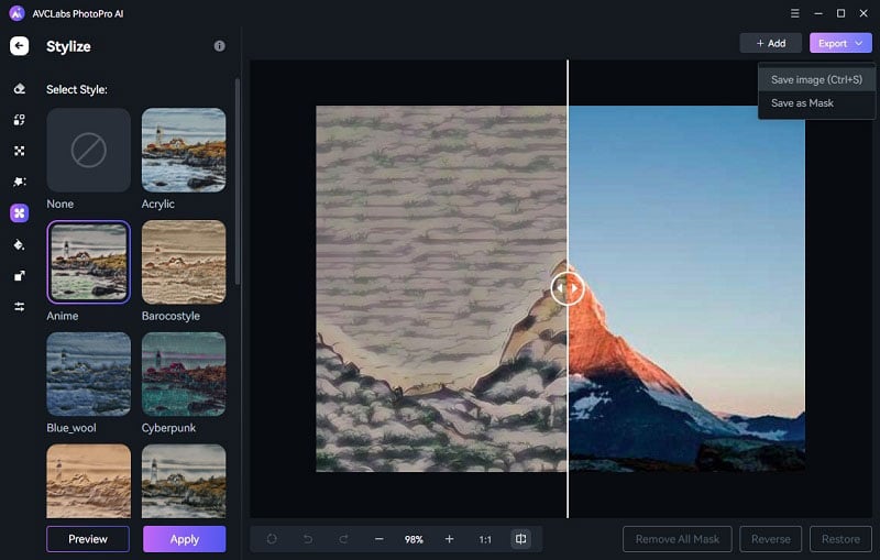 avclabs photopro ai export image