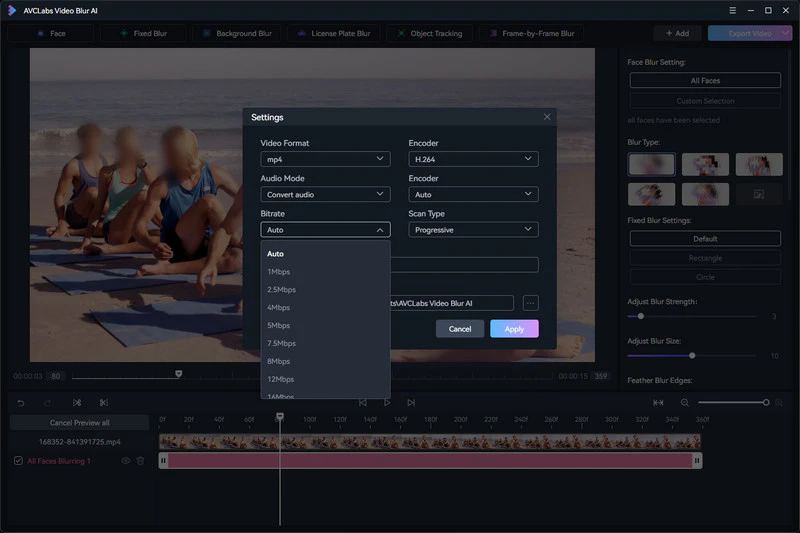 export the blurred video