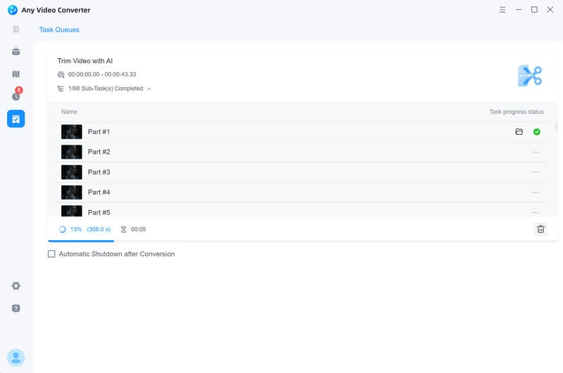export the trimmed segments