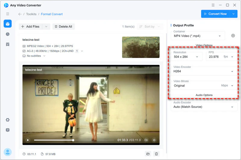 basic settings for inverse telecine video
