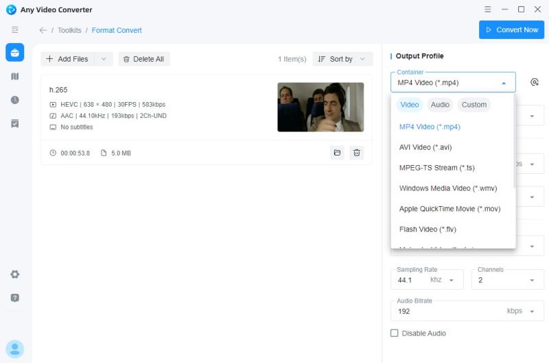 h265 to mp4 format