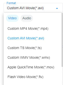 select video format