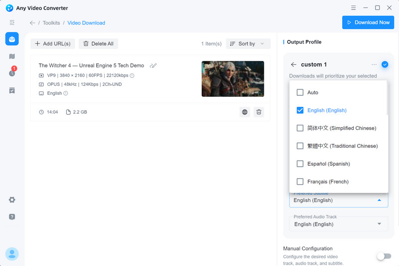 download subtitles with custom mode