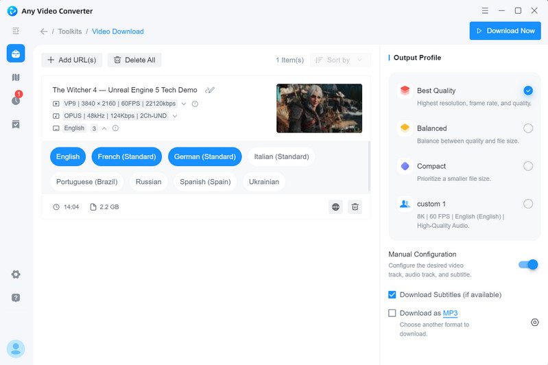 download subtitles with manual configuration
