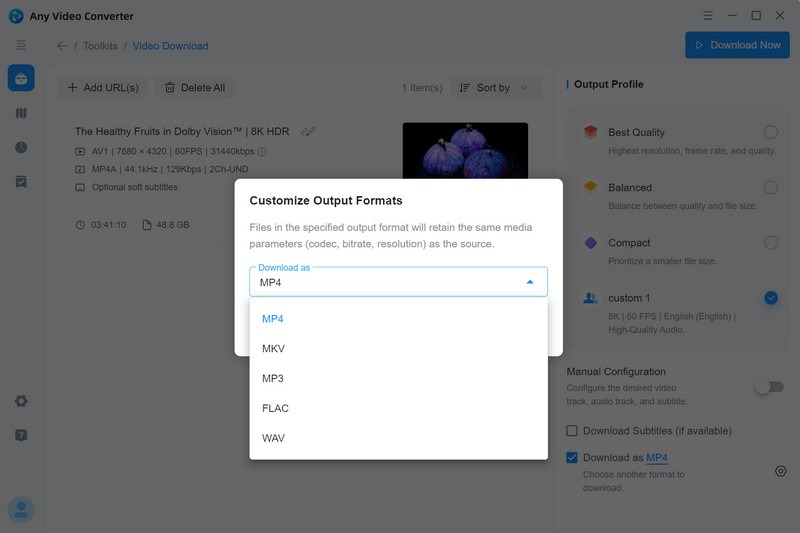 select output format