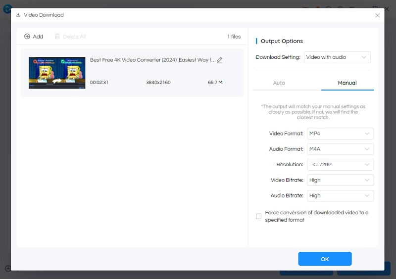 configure output video settings