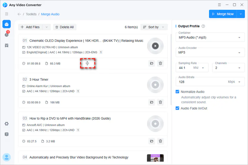 arrange audio file order
