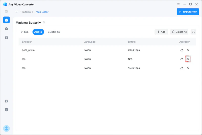remove audio tracks from mkv