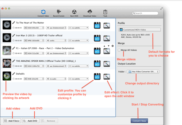 Mac için Any Video Converter Ultimate Ara Birimi